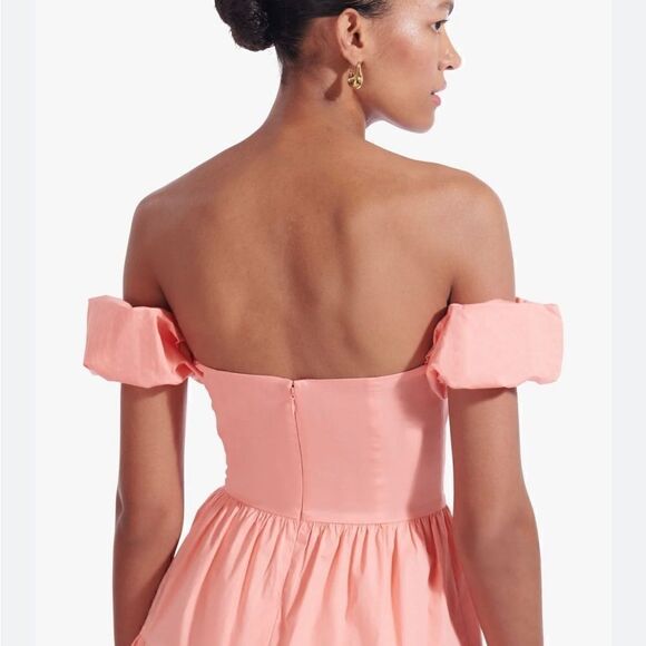 Staud Elio mini dress in grapefruit Size 10 NWT - Picture 3 of 15